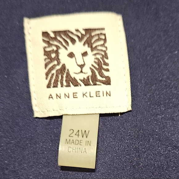 Anne Klein Navy and White Polka Dot Long Sleeve Dress - Picture 3 of 3